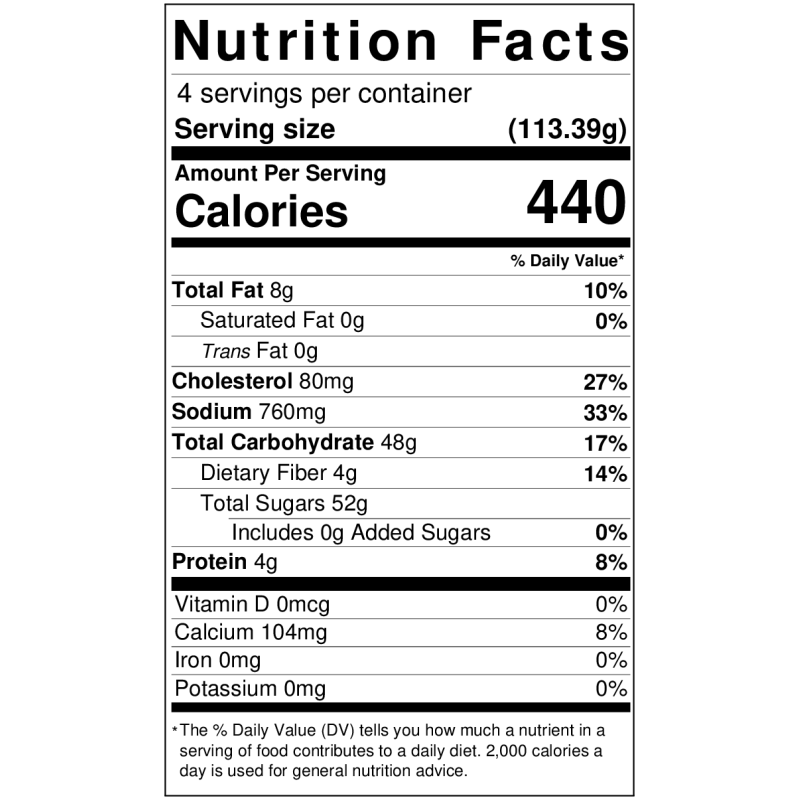 Chocoalte Sin LG Muffin Nutrient Label