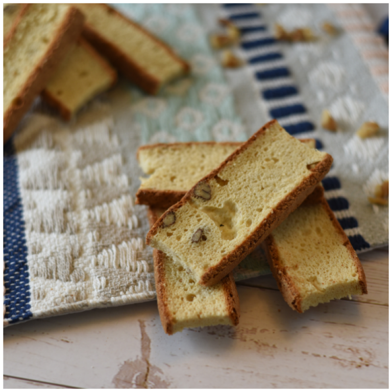 Fat-Free Bourbon Caramel Pecan Biscotti