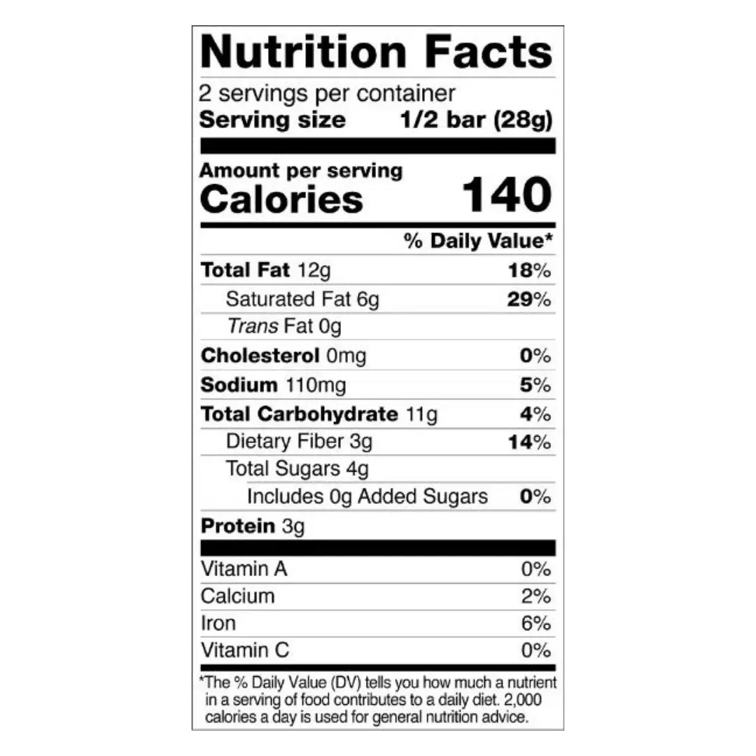 Moms Choco-Fit Espresso Bar Nutrient Info