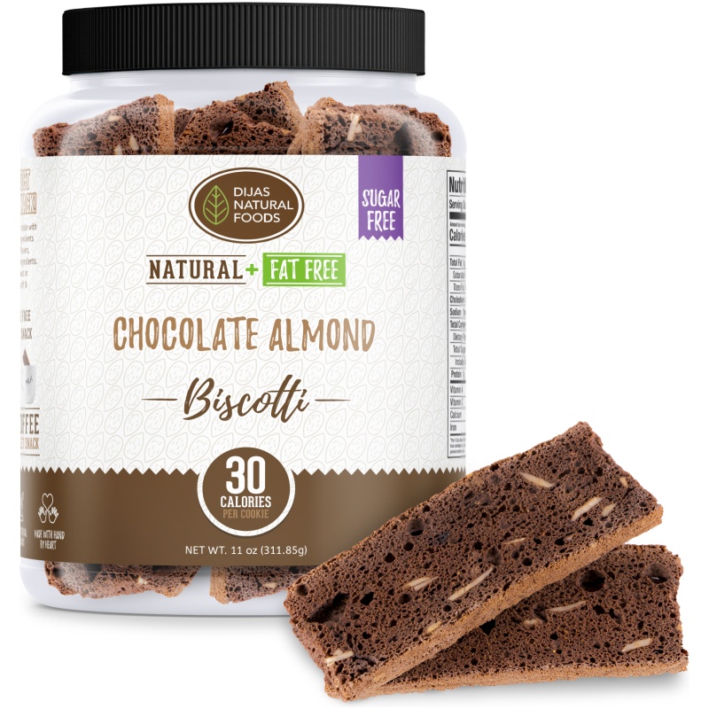 Sugar Free & Fat-Free Chocolate Almond Biscotti Tub